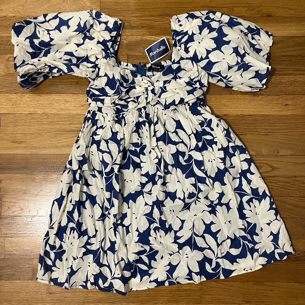 Chic Blue and White Mini Dress